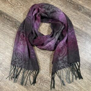 Steve Madden Made in Italy Ombré Paisley Purple Gray Soft Scarf One Size